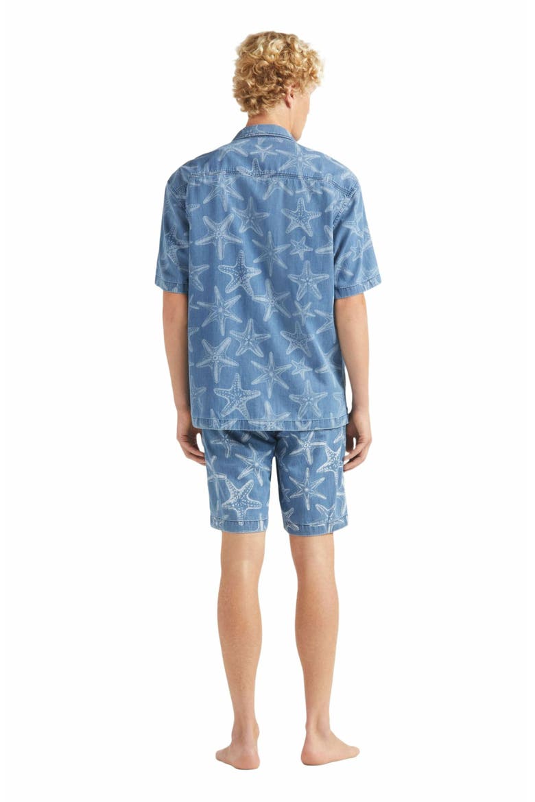 Men's Starfish Light Printed Denim Bowling Shirt, Alternate, color, BLEACH DENIM W4