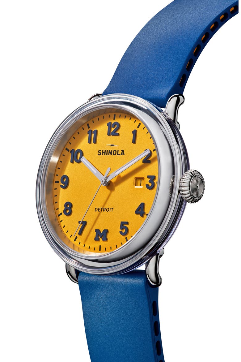 Detrola Wolverine Rubber Strap Watch, 41mm, Alternate, color, MAIZE