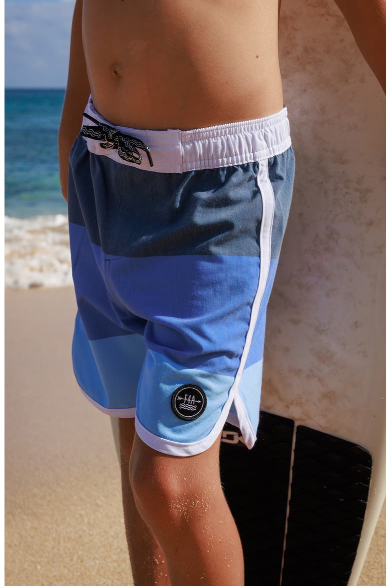 Kids' Colorblock Scallop Board Shorts, Alternate, color, NAVY