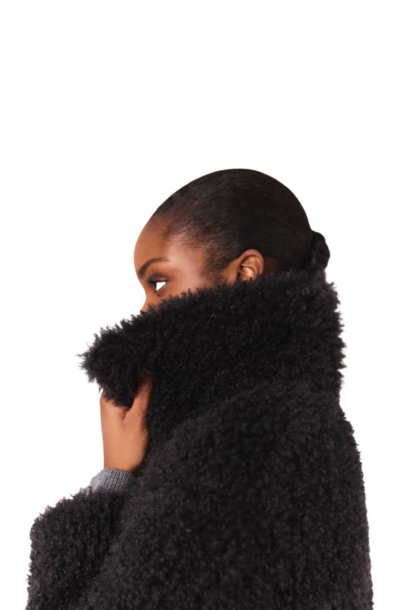 maje Short curly coat, Alternate, color, Anthracite Grey