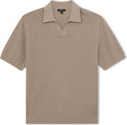Reiss Sol Geo Open Stitch Knit Polo