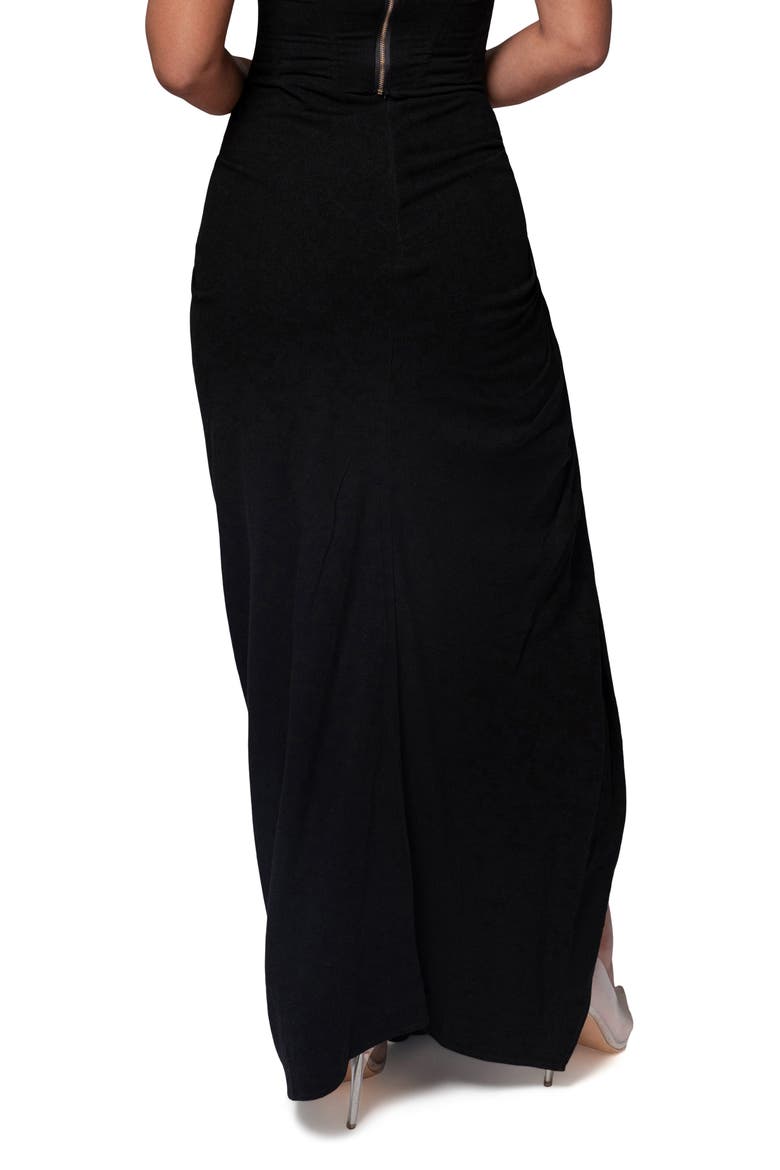 Noelia Slit Cotton & Linen Maxi Skirt, Alternate, color, BLACK