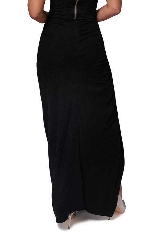 Jluxlabel Noelia Slit Cotton & Linen Maxi Skirt In Black