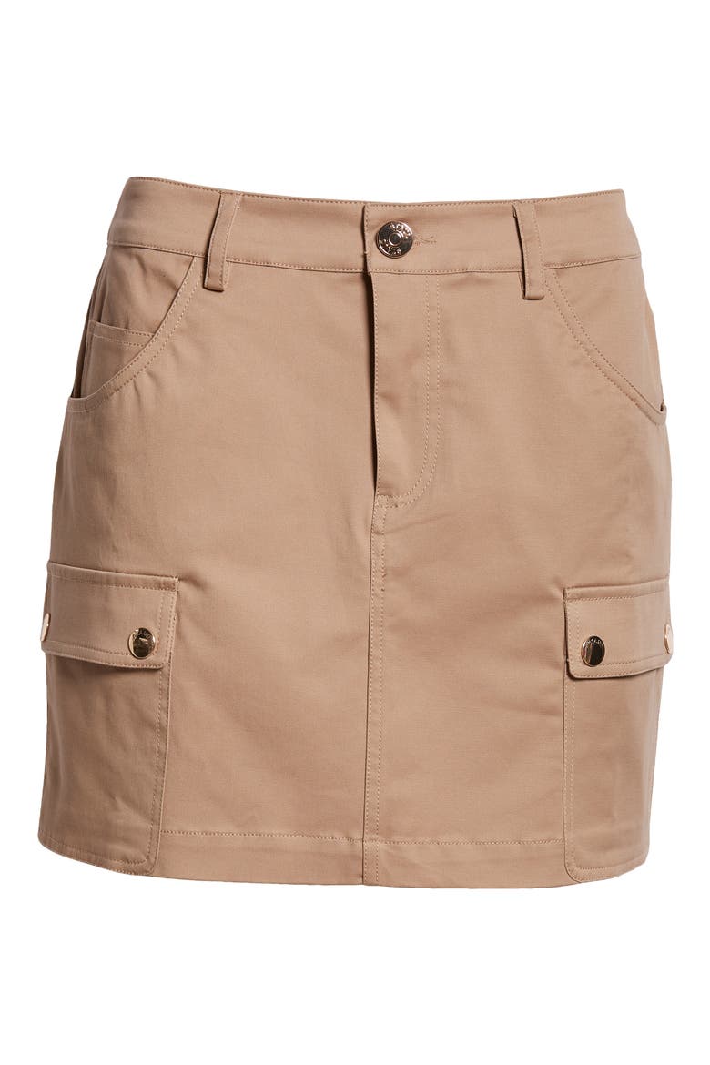 San Carlos Stretch Cotton Miniskirt, Alternate, color, KHAKI