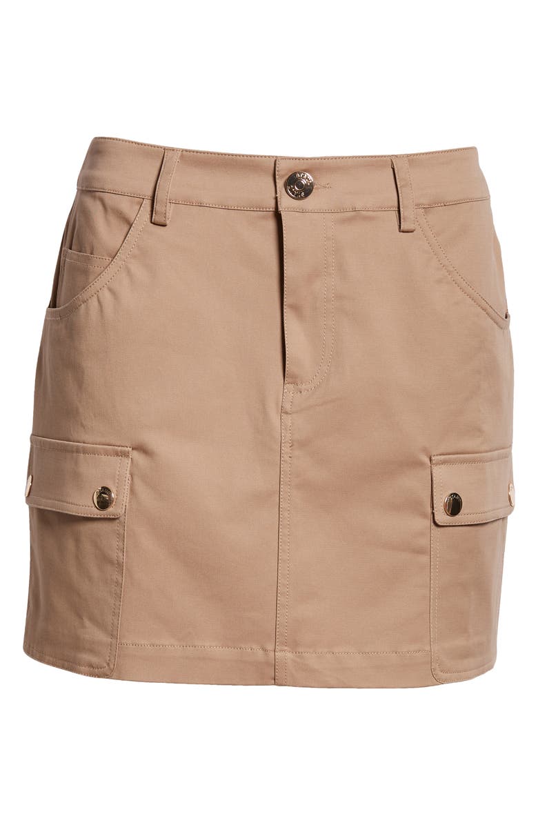 STAUD San Carlos Stretch Cotton Miniskirt, Alternate, color, Khaki