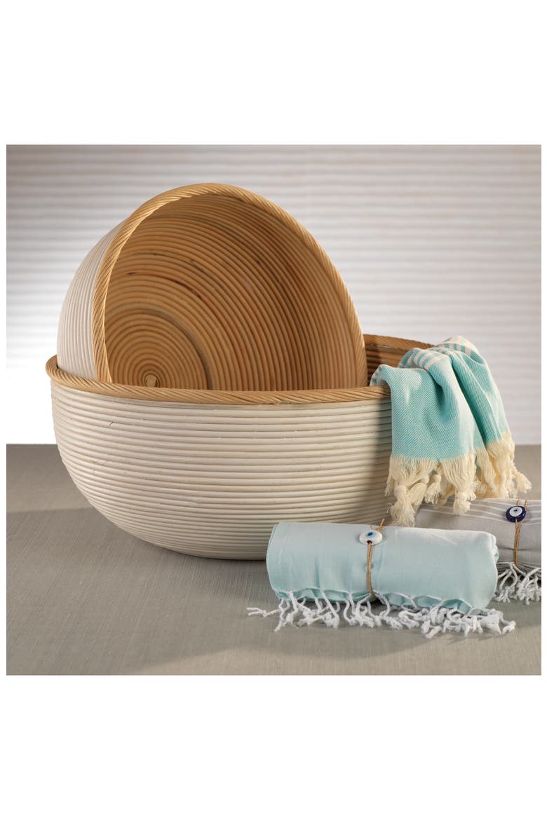 Sedna Set of 2 Rattan Bowls, Alternate, color, WHITE