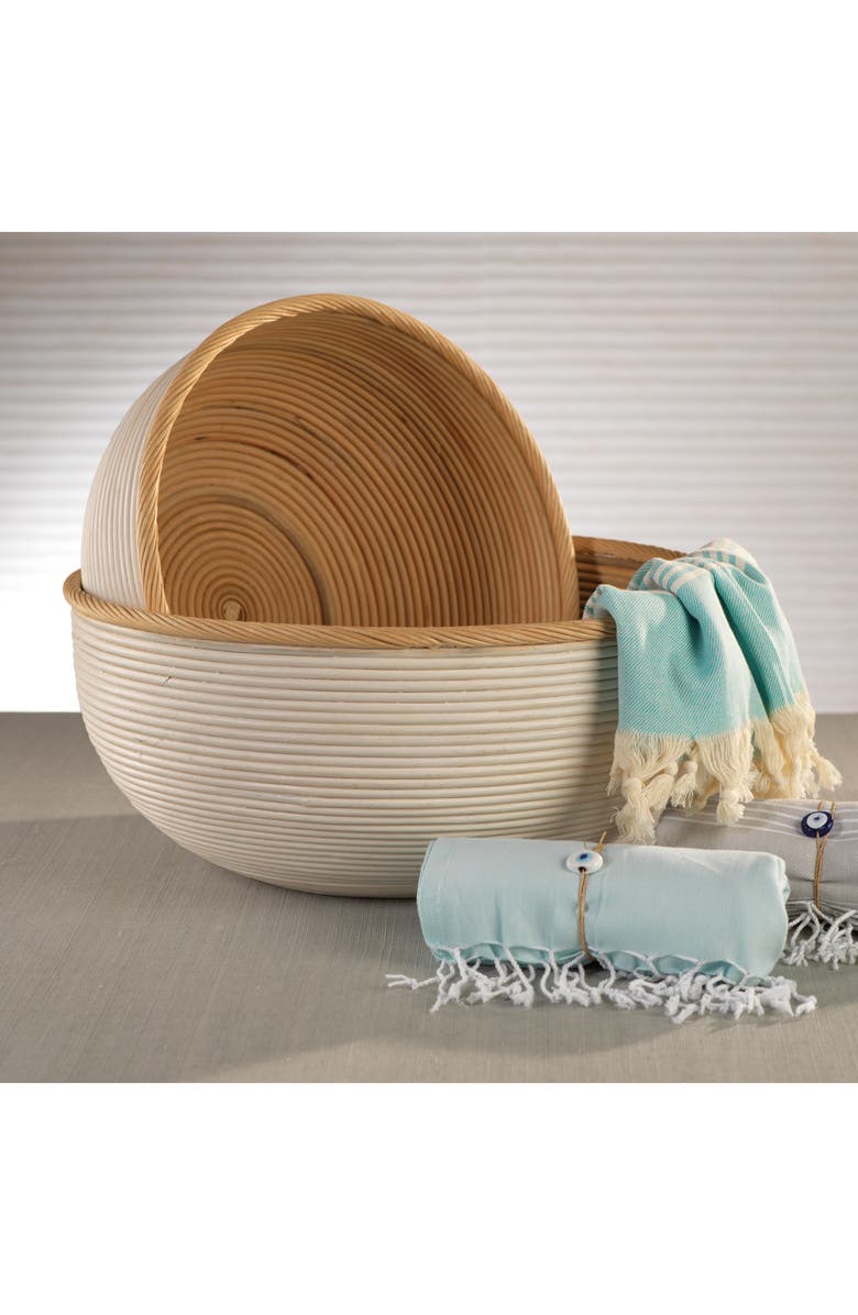 Zodax Sedna Set of 2 Rattan Bowls, Alternate, color, White