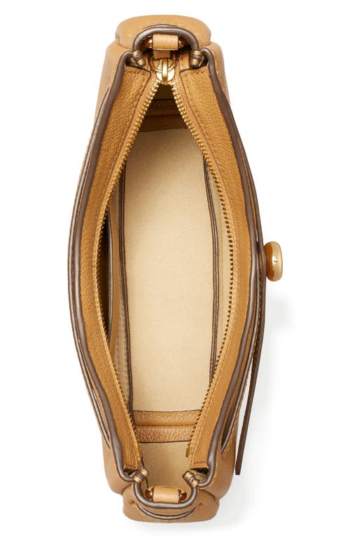 Tory Burch Romy Zip Top Leather Crossbody Bag In Brown