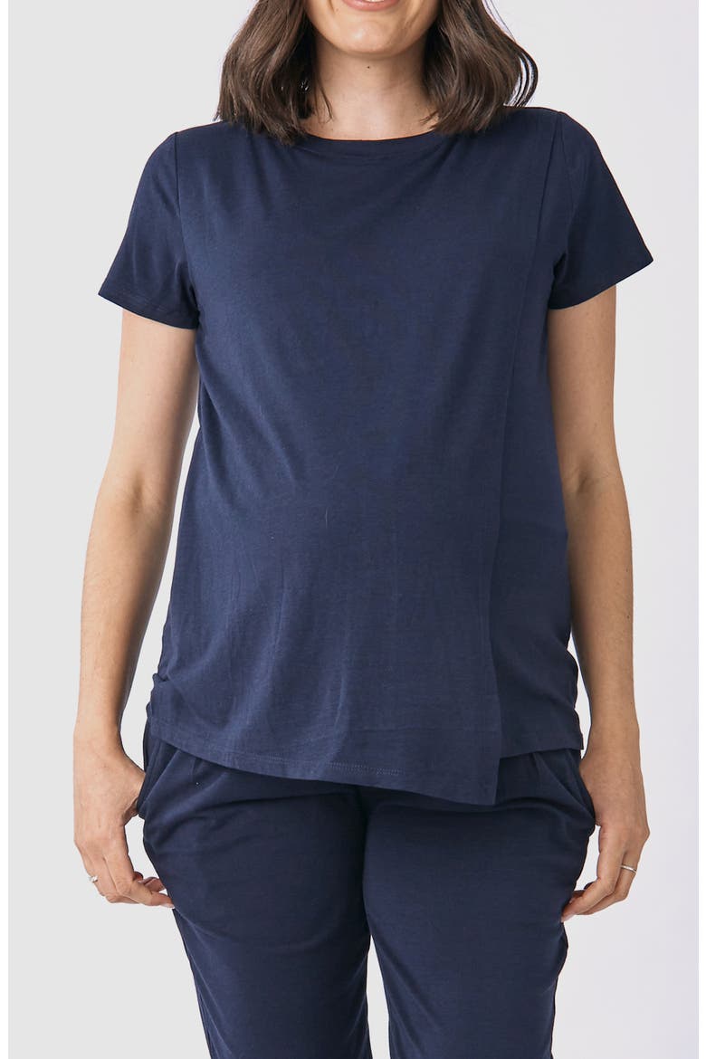 Petal Nursing Top, Main, color, NAVY