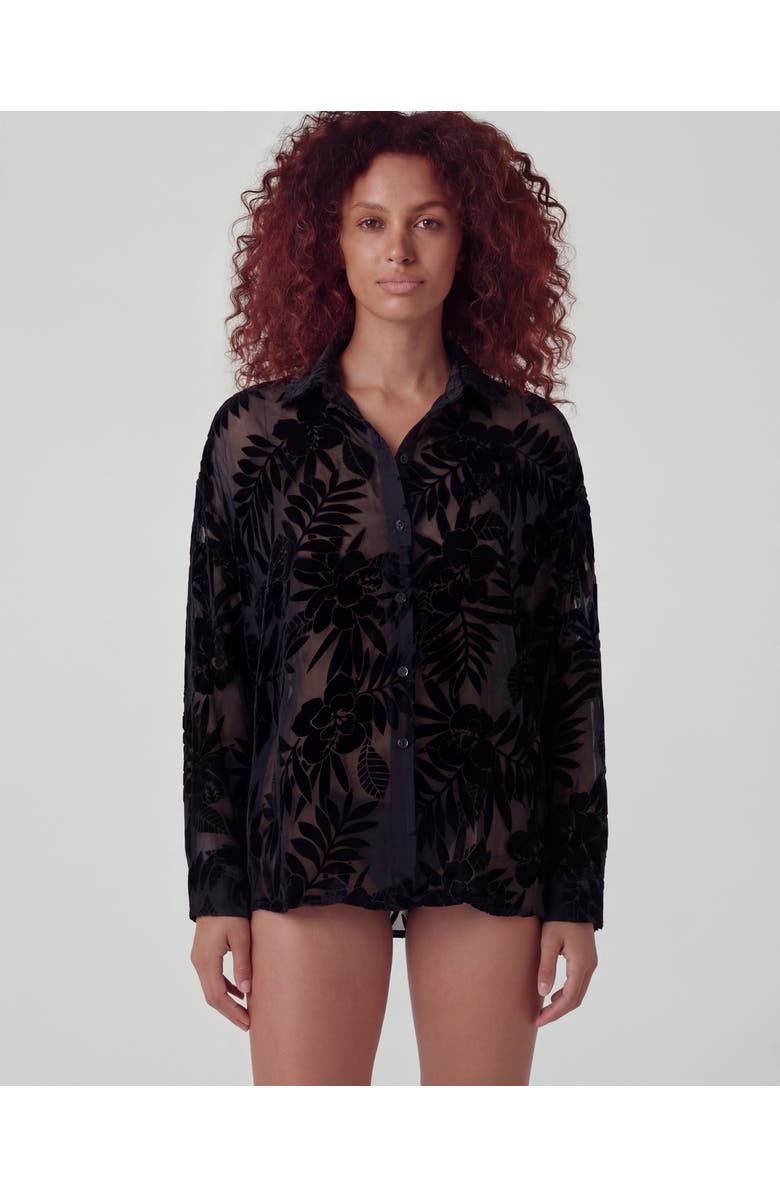 Lords of Harlech Country Floral Velvet Devore Womens Shirt, Main, color, Country Floral Black