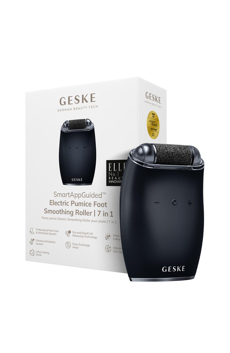 GESKE SmartAppGuided Electric Pumice Foot Smoothing Roller | 7 in 1, Main, color, Black