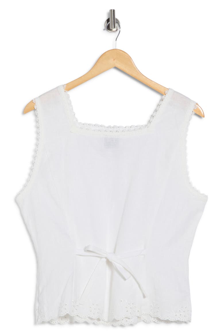 Lorie Embroidered Eyelet Linen Tank, Alternate, color, WHITE