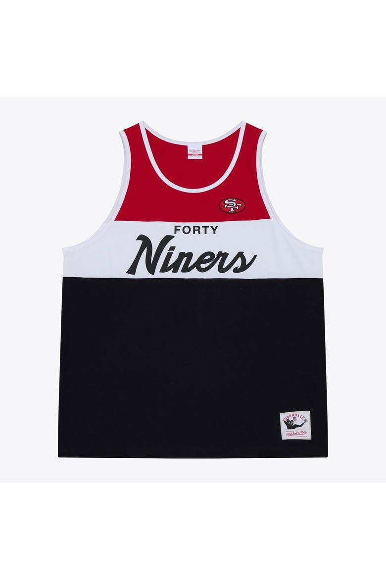 Men's Mitchell & Ness  Black/Scarlet San Francisco 49ers Head Coach Tank Top, Main, color, Black