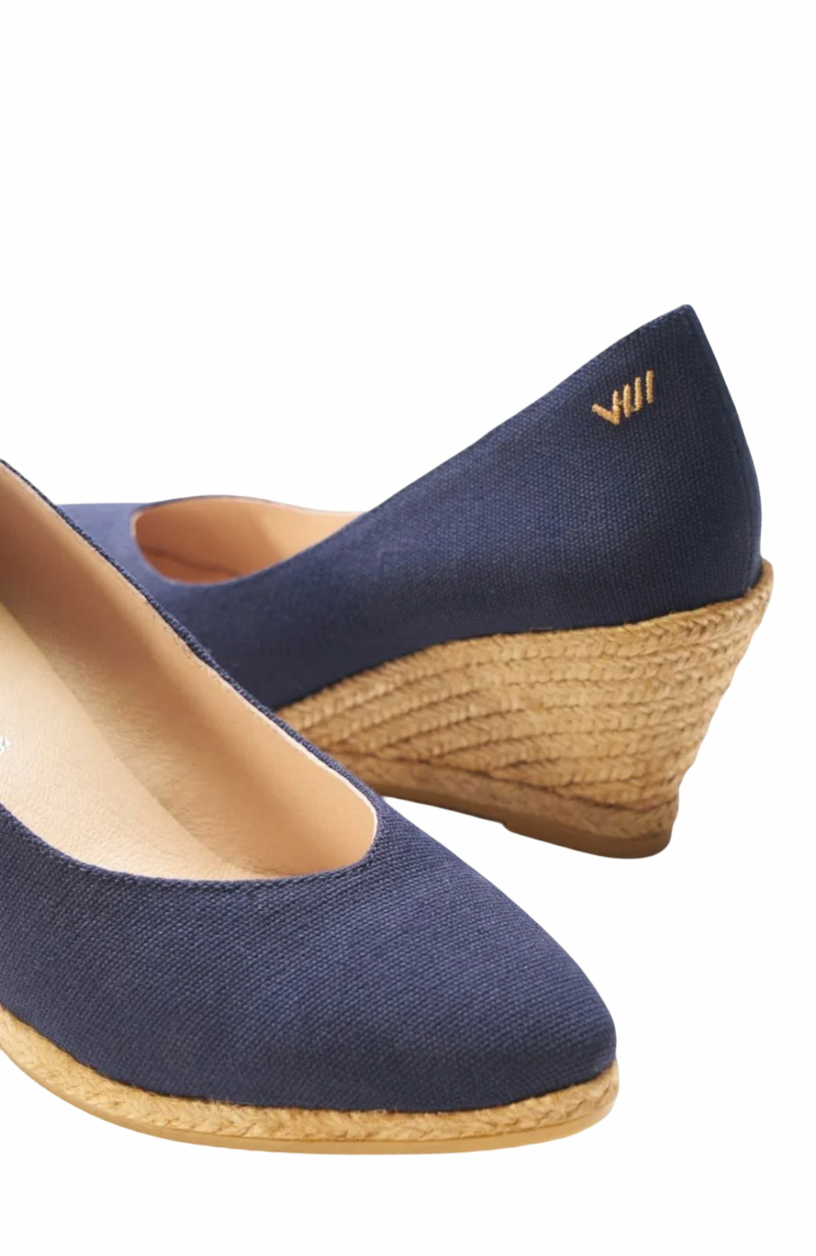 Roses Canvas V Cut Espadrille Wedges, Alternate, color, Navy Blue