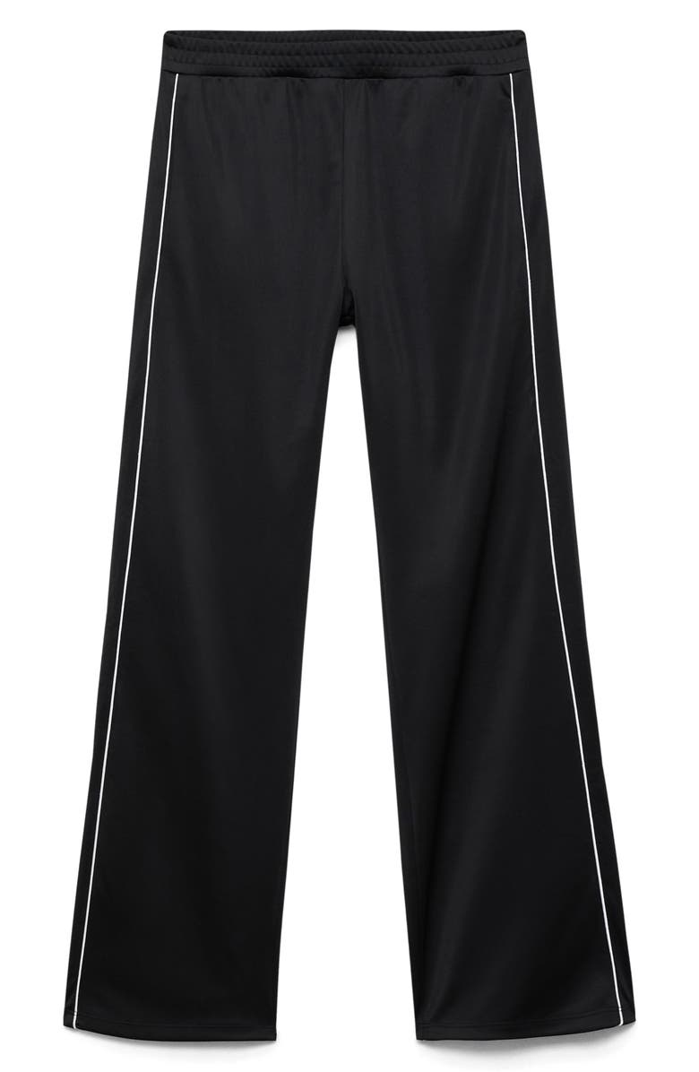 MANGO Piped Flare Leg Pants, Alternate, color, Black
