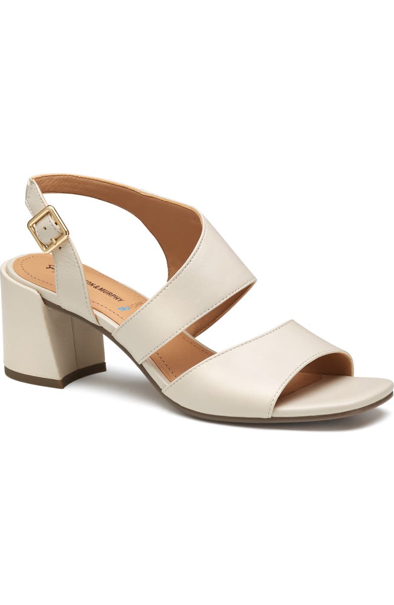 Johnston & Murphy Everly Asymmetric Slingback Sandal, Main, color, Bone Glove Leather