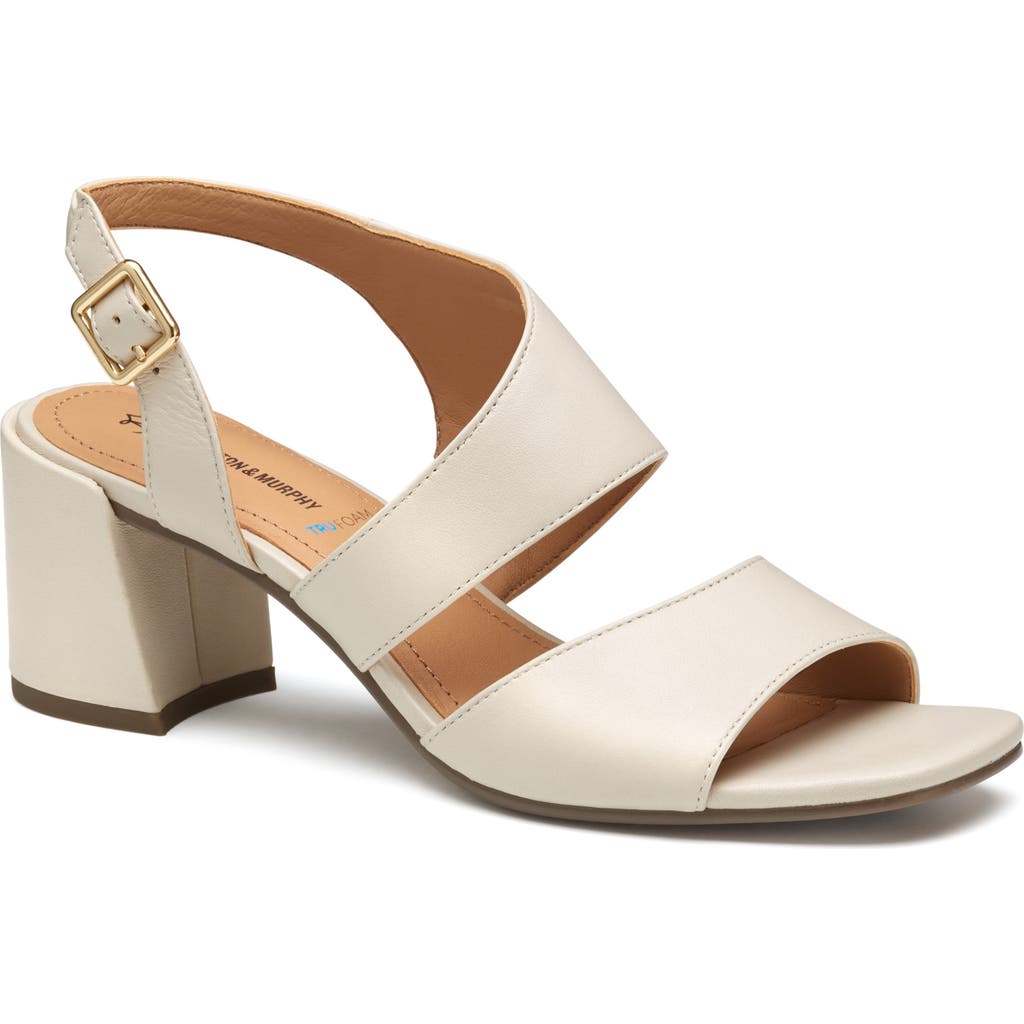 Johnston & Murphy Everly Asymmetric Slingback Sandal In Bone Glove Leather