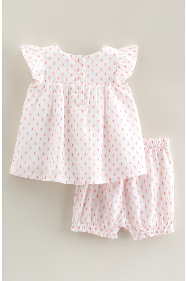 Square Neck Cotton Flutter Top & Shorts Set, Alternate, color, WHITE- PINK