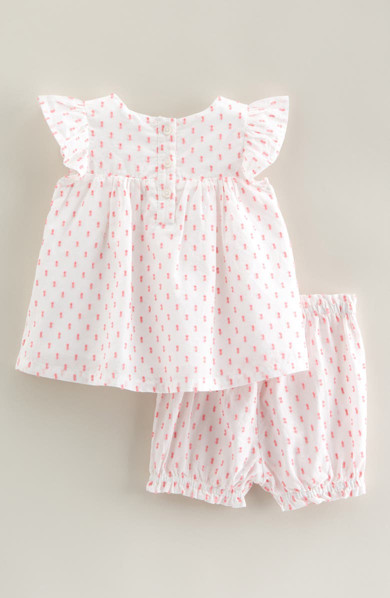 Nordstrom Square Neck Cotton Flutter Top & Shorts Set, Alternate, color, White- Pink