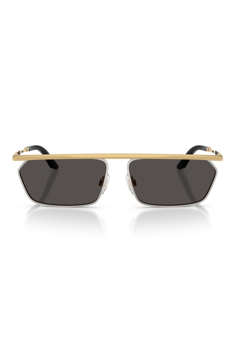 60mm Rectangular Sunglasses, Main, color, GOLD/ SILVER / DARK GREY