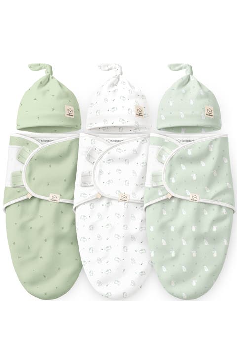 3-Pack Soothe Swaddle Wraps with Knot Hats