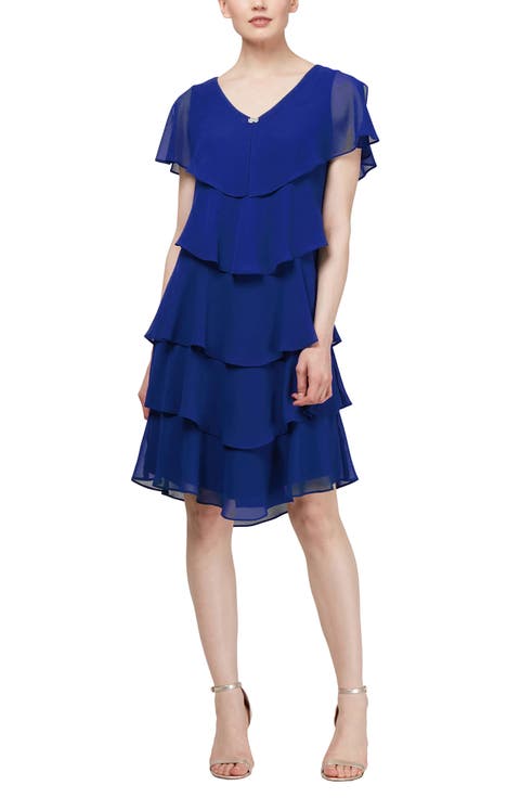 Georgette Ruffle Tiered Dress