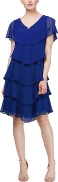 SL FASHIONS Georgette Ruffle Tiered Dress