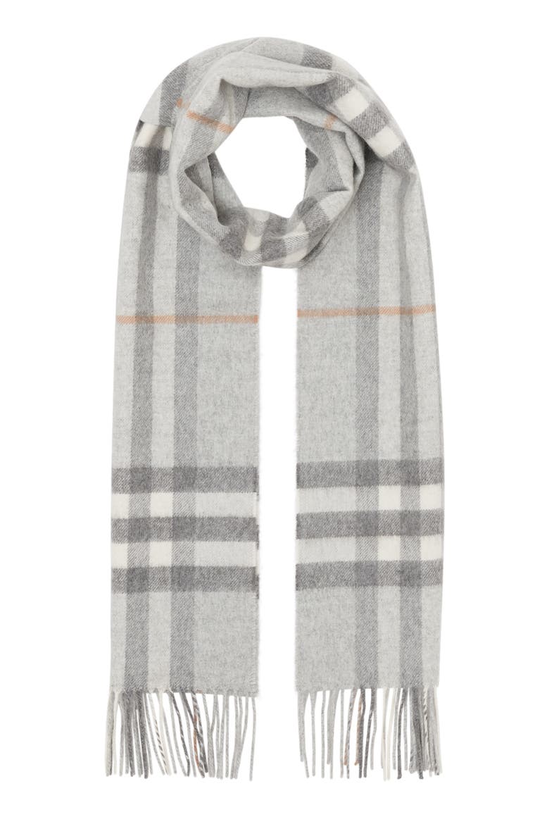 Giant Icon Check Cashmere Scarf, Main, color, LIGHT GREY