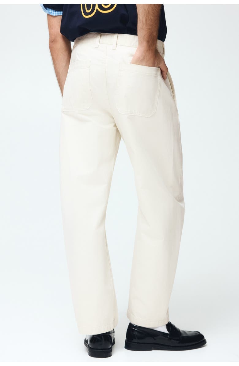 H&M Relaxed Fit Barrel Chinos, Alternate, color, Cream