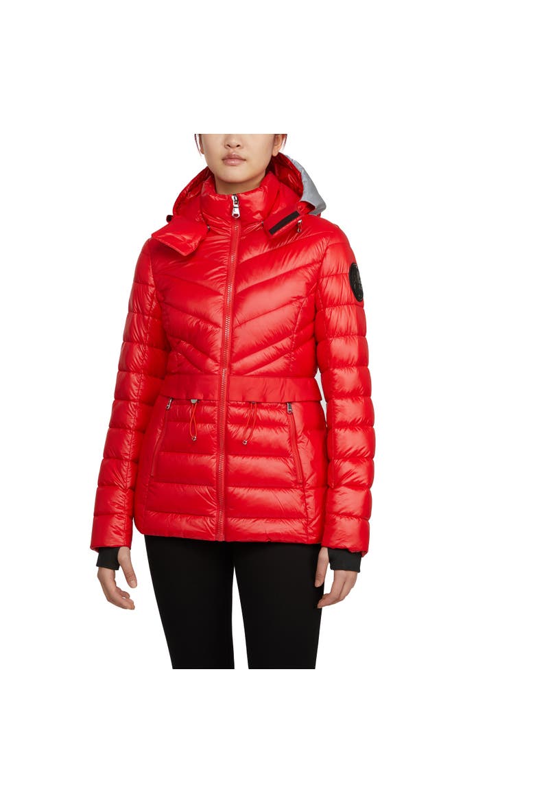 Women's Bailey Packable Lightweight Puffer Thinsulate with Detachable Hood, Main, color, Current Red