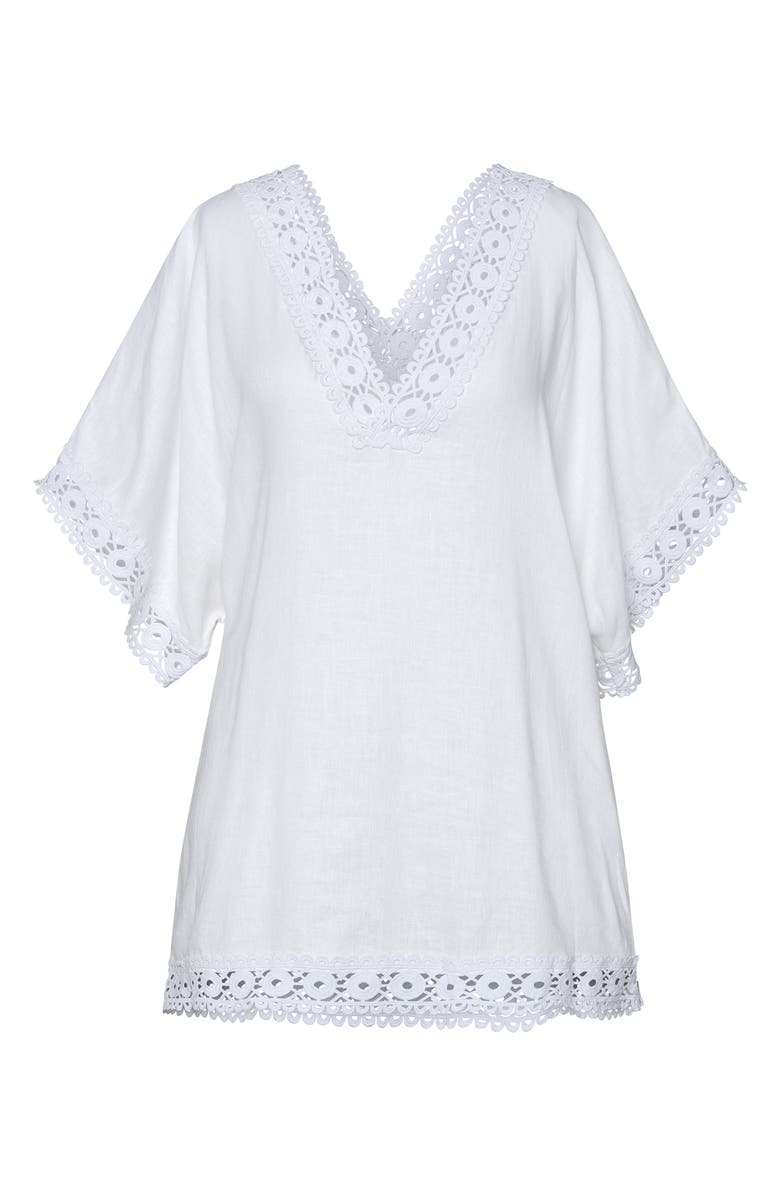 La Blanca Lakeside V-Neck Cover-Up Tunic, Alternate, color, White
