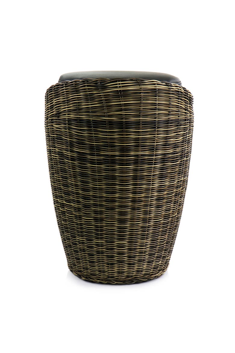 1 Piece Wicker Outdoor Ottoman Chair in Brown and Black, Alternate, color, Brown