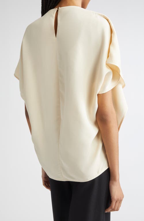 Proenza Schouler Etta Hammered Viscose Asymmetric Sleeve Top In White