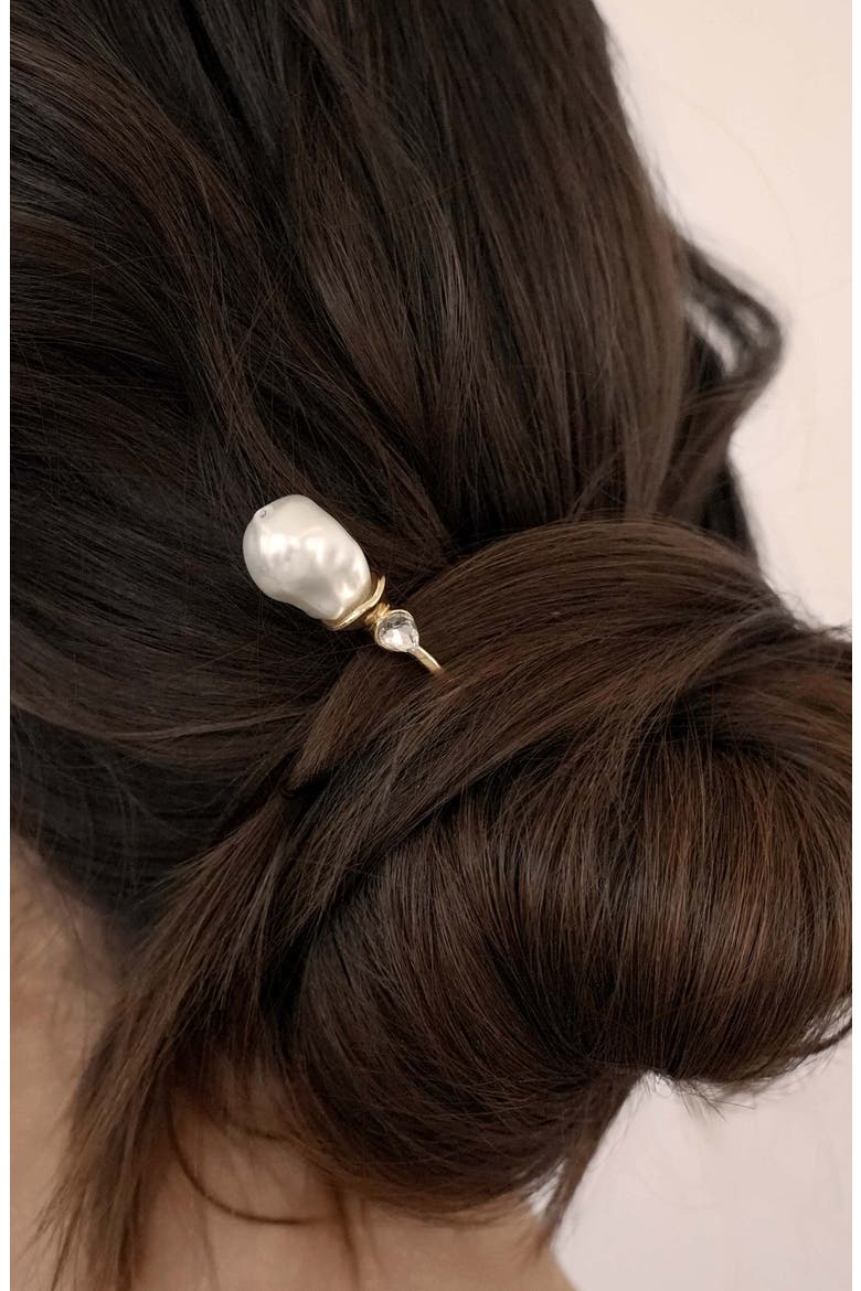 Mermaid Imitation Pearl Hair Pin, Alternate, color, GOLD