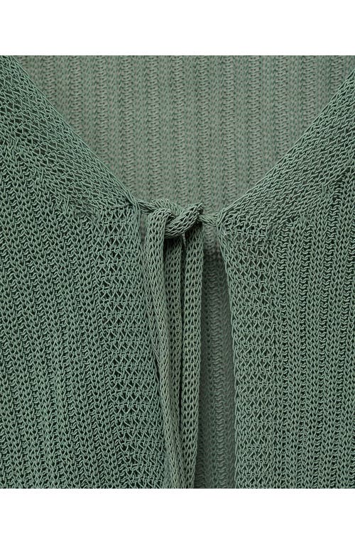 Shop Mango Rib Tie Front Cotton Blend Cardigan