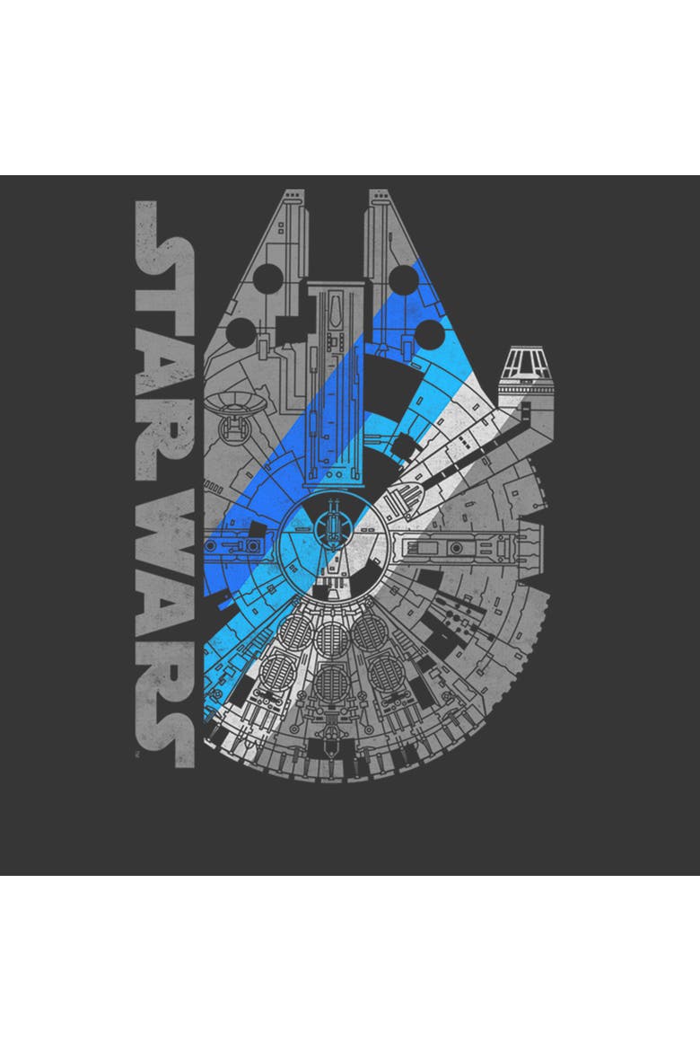 Boy's Star Wars Millennium Falcon Shadow  Graphic T-Shirt, Alternate, color, Charcoal Heather