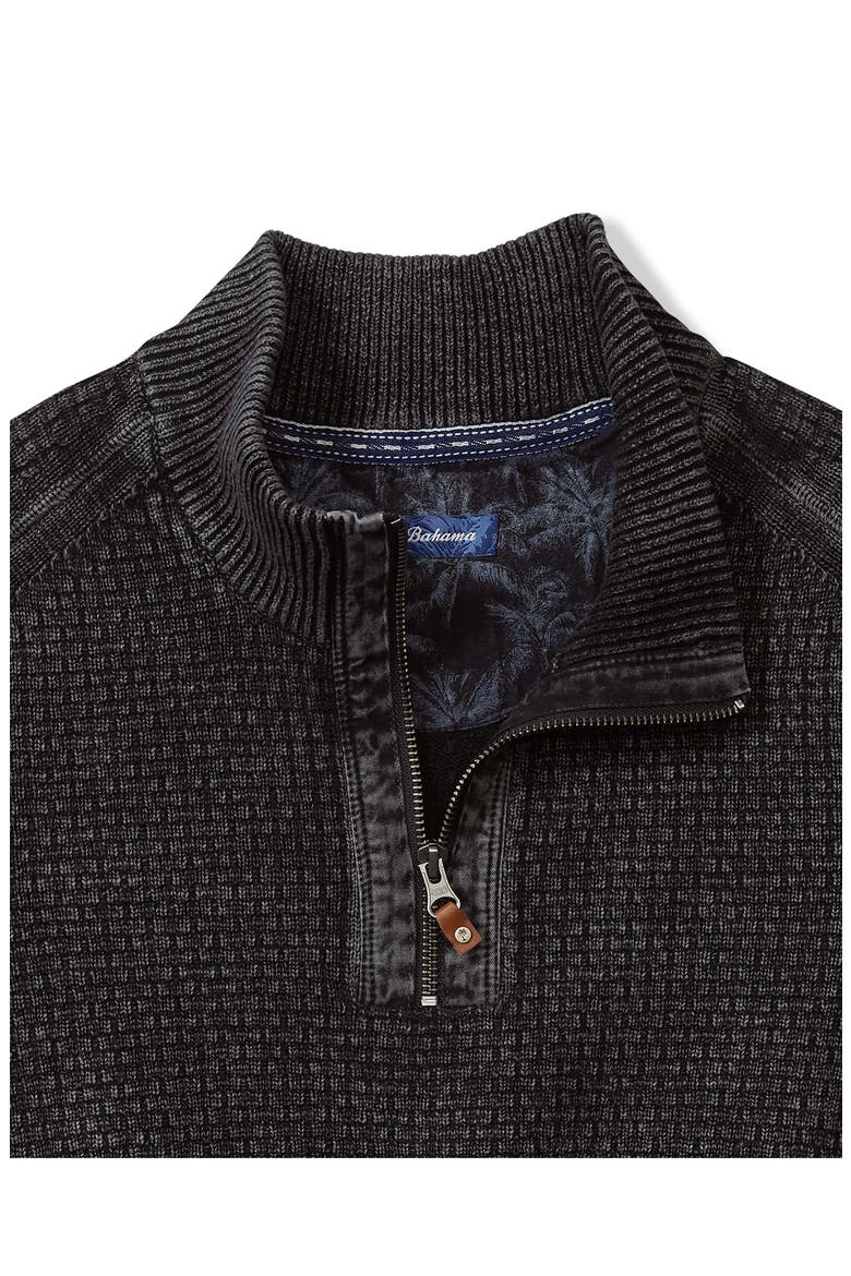 Sunbreak Half Zip Textured Cotton Sweater, Alternate, color, BLACK