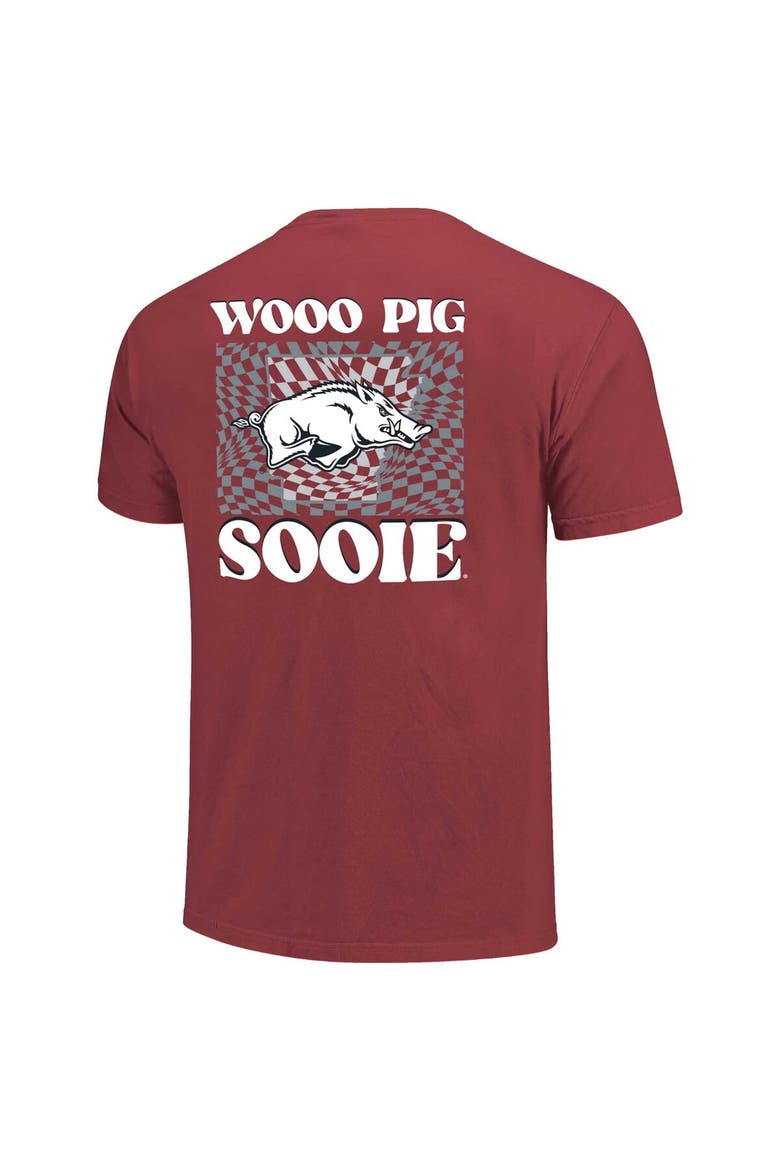 Women's Cardinal Arkansas Razorbacks Comfort Colors Checkered Mascot T-Shirt, Alternate, color, Cardinal