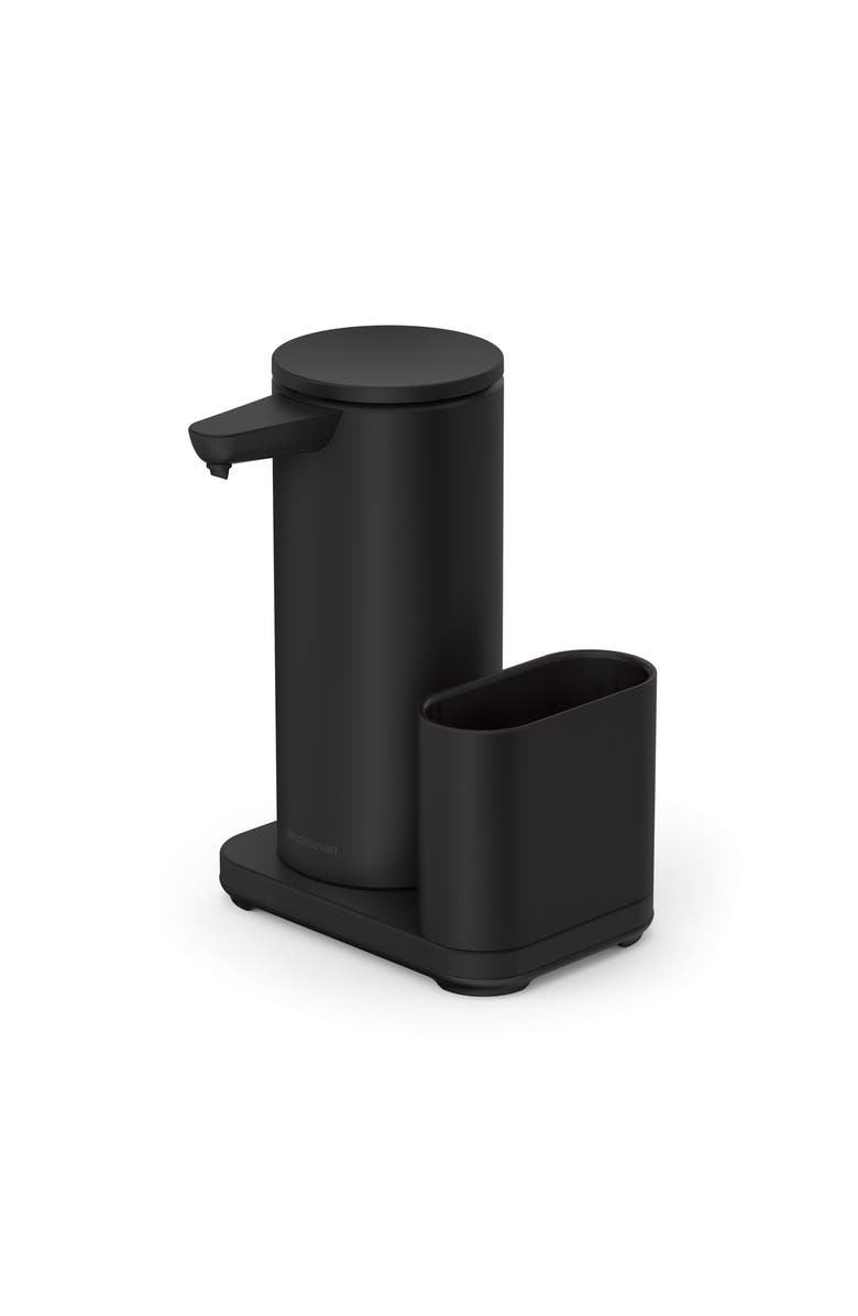 simplehuman 14 oz. liquid sensor pump with caddy, Main, color, Matte Black