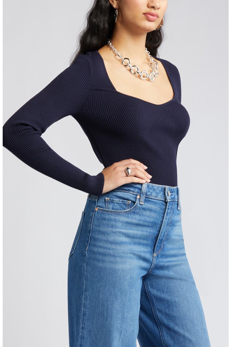 Sweetheart Neck Rib Top, Alternate, color, NAVY BARITONE