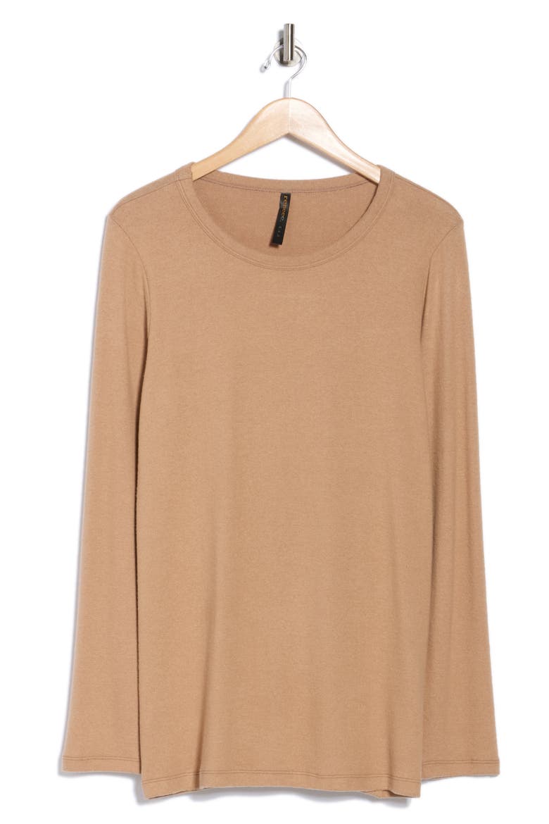 Long Sleeve Brushed Knit Top, Alternate, color, KHAKI