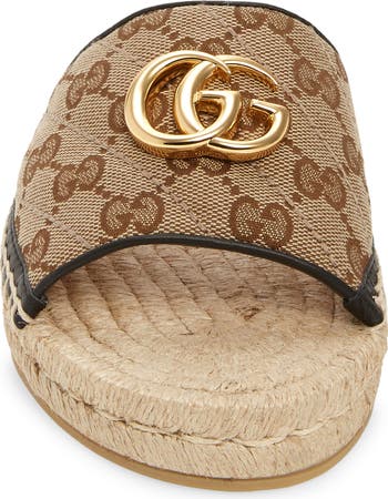 サンダル・ミュール GUCCI Pilar` Slide Espadrilles Gucci Pilar Original GG Canvas Espadrille Slide Sandal