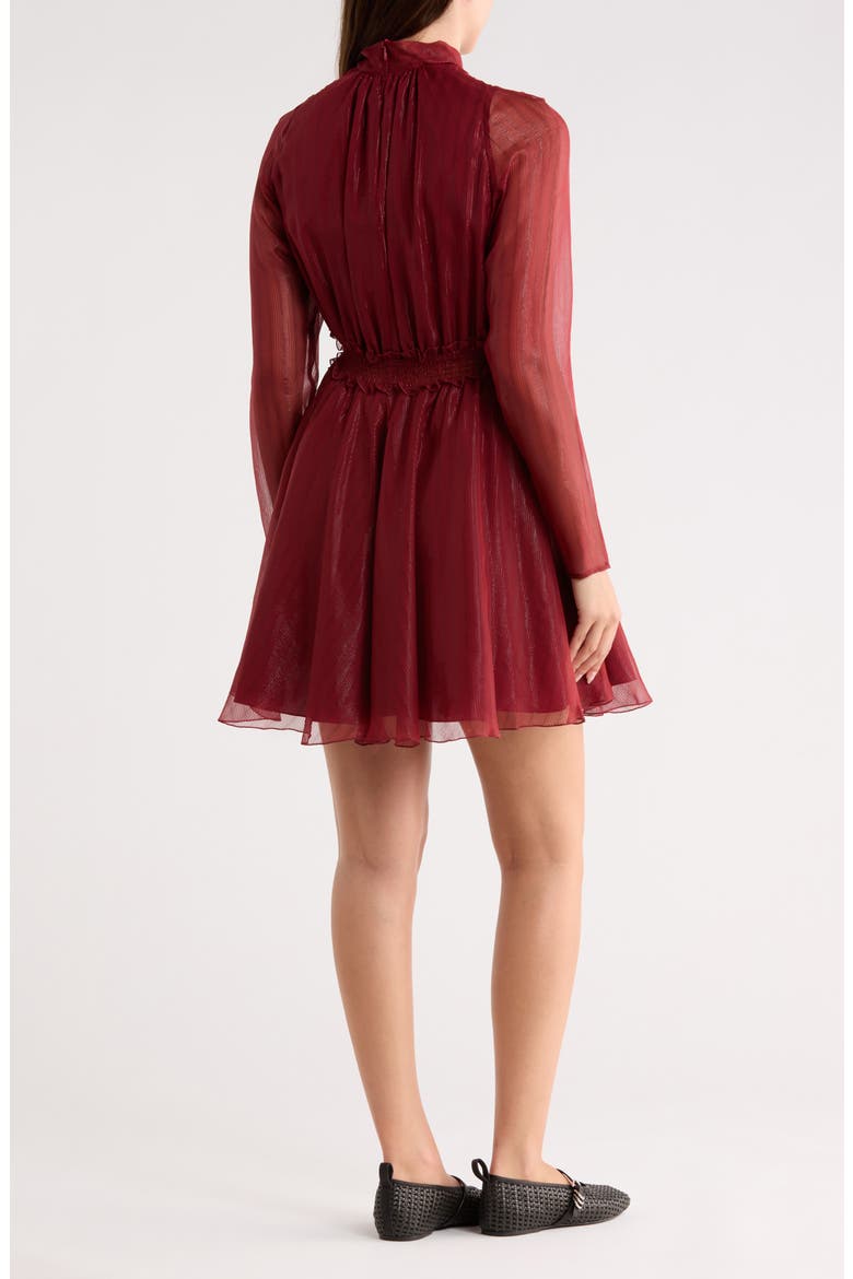 Long Sleeve Silk Blend Dress, Alternate, color, RED
