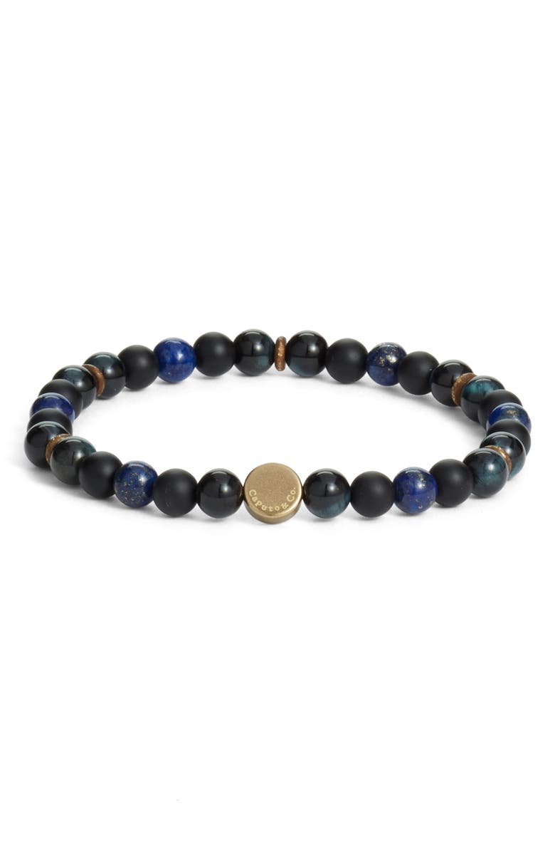 Caputo & Co. Men's Beaded Stretch Bracelet, Main, color, Lapis Lazuli