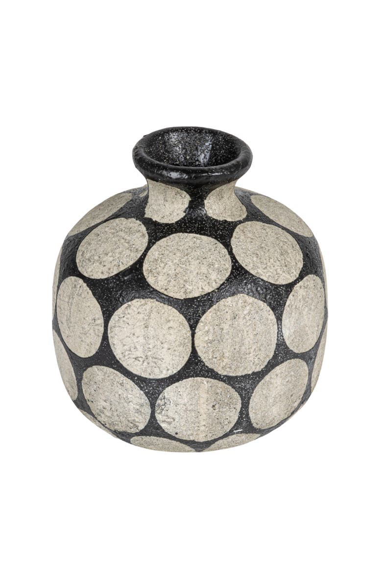 Storied Home Terra-cotta Vase with Wax Relief Dots, Black and Natural, Main, color, Black