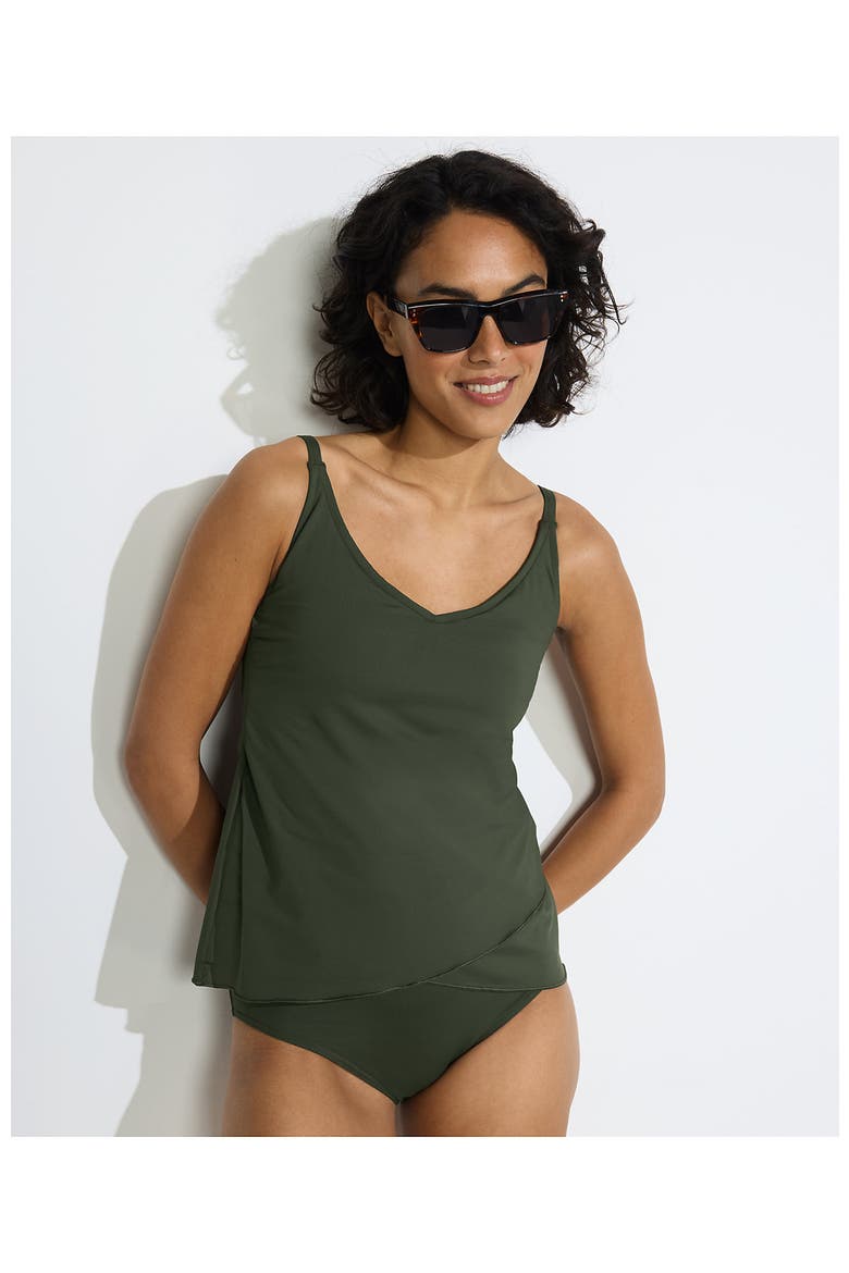 Plus Size DDD-Cup Tulip Hem Tankini Top, Alternate, color, Rich Olive Green
