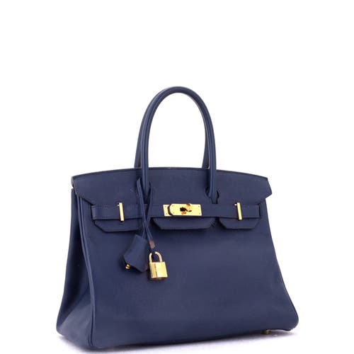 Pre-owned Hermes Hermes Birkin Handbag Blue Epsom With Gold Hardware 35 In Blue