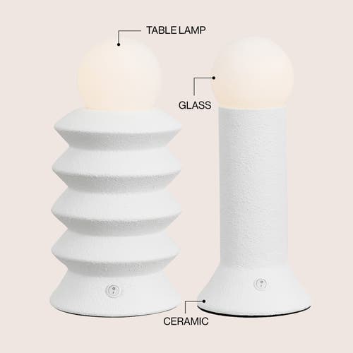 Jonathan Y Soren 13" Ceramic/glass Geometric Integrated Led Table Lamp In White