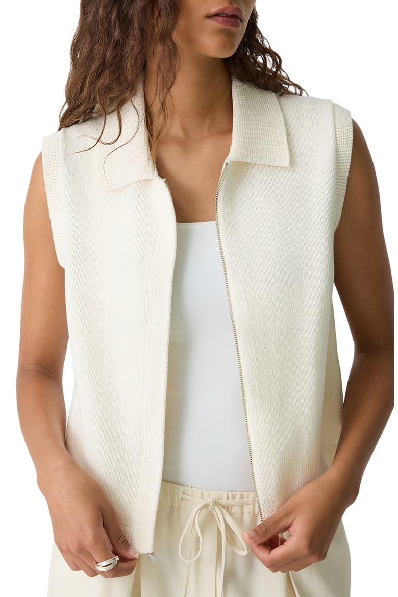 Stretch Cotton Blend Zip Sweater Vest, Alternate, color, NATURAL