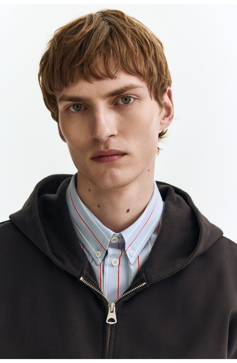 H&M Oversized Fit Zip-through Hoodie, Alternate, color, Black